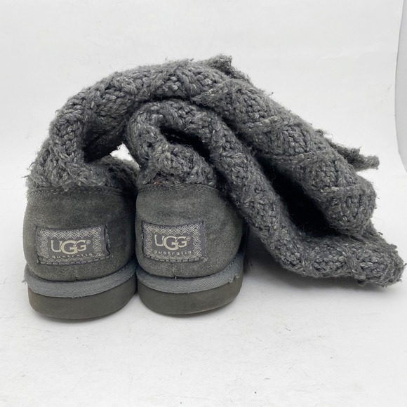 UGG Lattice Cardy Charcoal Gray Knit Tall Button Boots 3066 Womens Size 6 - Picture 4 of 7